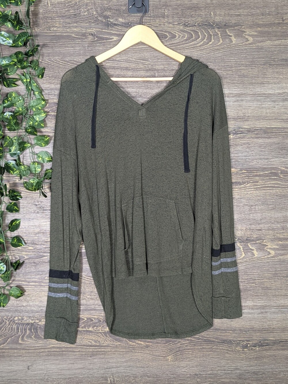 Market & Spruce Olive Green Hooded Tunic Pullover XL